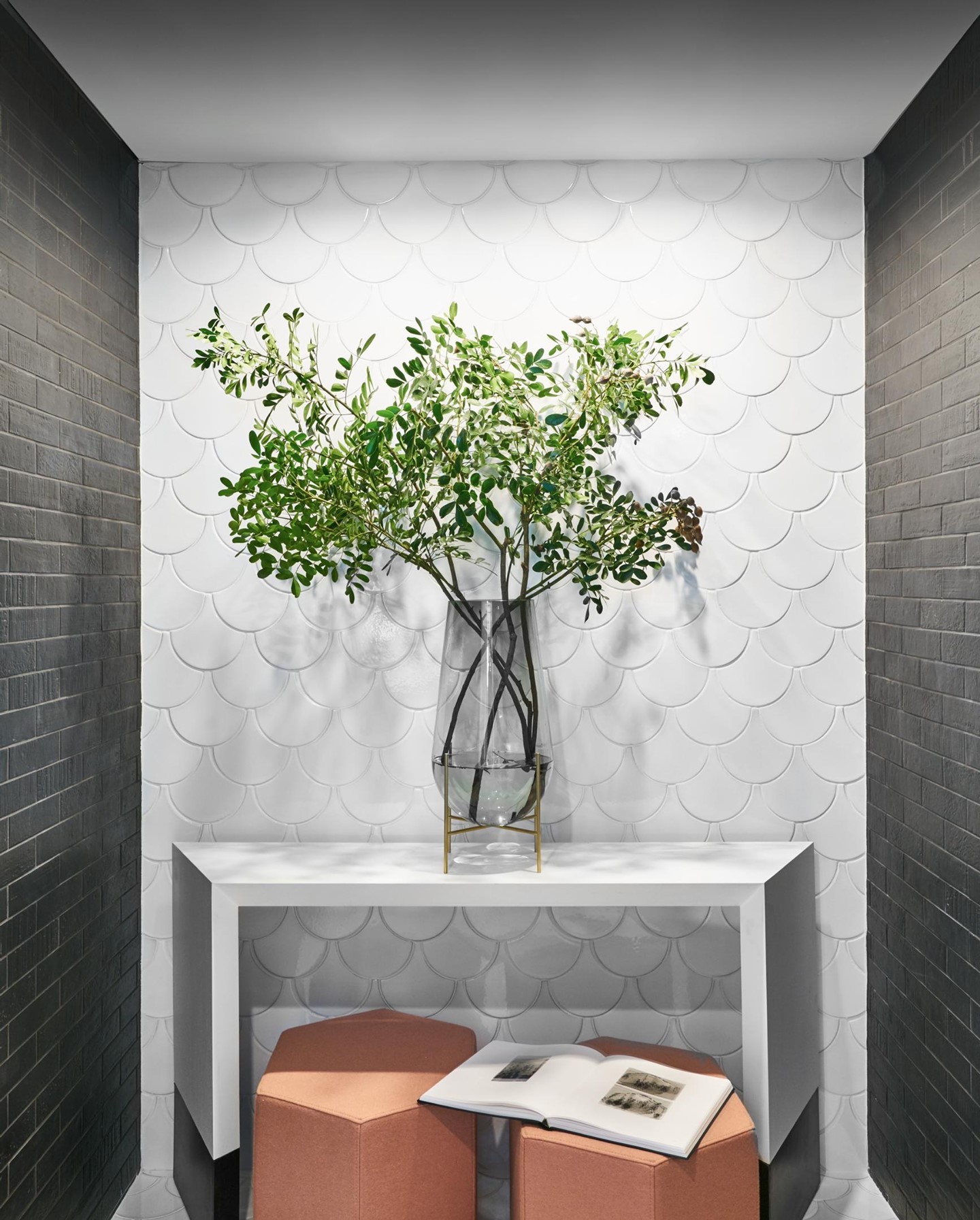 Complimentary textured walls really highlight an overlooked space.